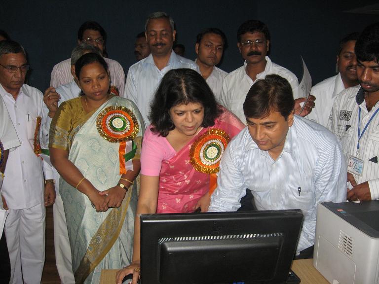 Smt Sinha(C) publishing the results along with Smt  Khalko(L) & Shri S Ahmad(R)
