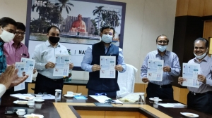 The first issue of InfoNIC being released by Dr. K.P.Singh, IAS