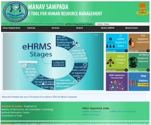 Home Screen of Manav Sampada at https://ehrms.nic.in