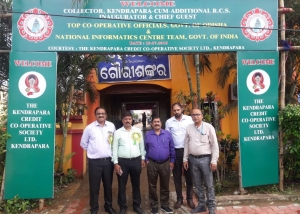 Core team near the welcome gate to the occasion