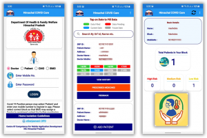 Screen shots of Himachal Covid Care Mobile App