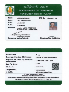Sample Pensioner ID card