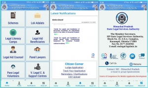 HP State Legal Service Authority Mobile App Screens