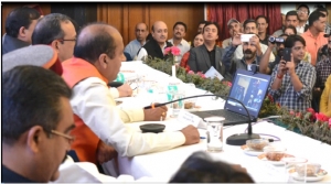 Honourable CM interacting with the applicants who are connected over Vidyo Desktop