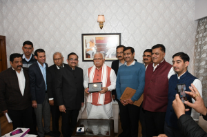 Haryana Chief Minister Sh. Manohar Lal launching paperless Budget 2020-2021 through Tab