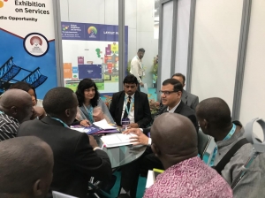 Shri Rajiv Kumar , JS ( MeitY ), and NIC / NICSI team in discussion with Foreign Delegates at Global Exhibition on Services 2019 Bengaluru
