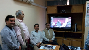 Sh. Ajay Mittal with NIC HP District Officers on VC