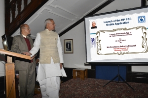 Hon'ble Governor launching the  HP PSC Mobile Application