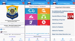 Screenshots of the Drug Free Himachal Mobile Application