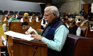 Haryana Chief Minister, Sh. Manohar Lal presenting the State Annual Budget for the year 2022-23 at Chandigarh on March 08, 2022