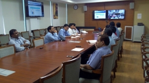 Officials of Cabinet Secretariat Informatics Division via Video Conference during discussion with participants.