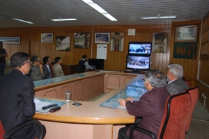 Justice Mansoor Ahmad Mir,  Honorable Chief Justice and Honorable Judges intracting with Judicial officers over VC