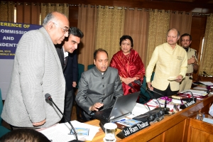 Sh. Vineet Chawdhry, CS, Sh. Ajay singh Chahal, SIO, Sh. Jai Ram Thakur, Hon'ble CM HP, Smt. Manisha Nanda, ACS (Revenue), Dr SK Baldi, ACS (CM)