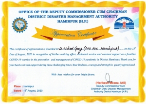 Indepdence Day Honours for DIO Hamirpur, Himachal Pradesh ...