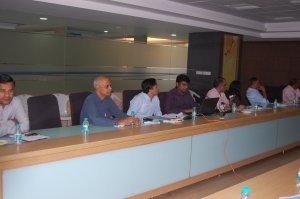 Mr. Vinod Kr. J, Scientist-B, NIC (fourth from left) with Mr. Amar Arora, STA, NIC while answering the queries of participants during the Q&A session.