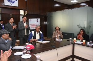 Shri Trivendra Singh Rawat, Honourable Chief Minister inagurating the portal. Also seen Chief Secretary, Addnl Chief Secretary and other officers