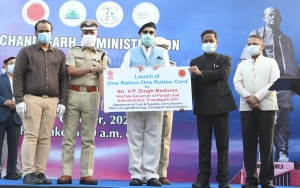 Shri V P Singh Badnore,  Governor of  Punjab and Administrator Chandigarh UT launching "One Nation One Ration Card  Scheme"