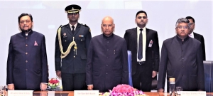 Shri Ram Nath Kovind, Shri Justice Sharad A. Bobde and Shri Ravi Shankar Prasad on the occasion