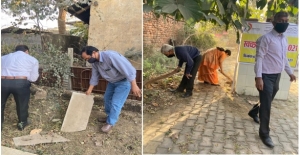 Cleaning in progress in Old Age Home