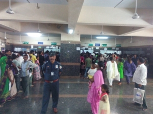 Patients at the Navi Mumbai Municipal Corporation Hospital OPD registration counter