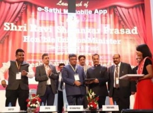 Sh. Ravi Shanker Prasad, Honble Cabinet Minister for IT & E, GoI, Dr. Dinesh Sharma, Dy. Chief Minister, UP & Dr Saurabh Gupta SIO, NIC, UP during lau